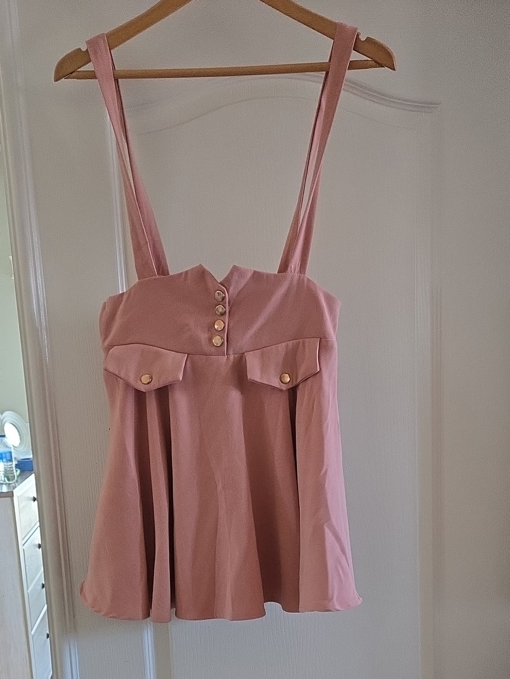 Dusty Rose Button-Front Skater Skirt